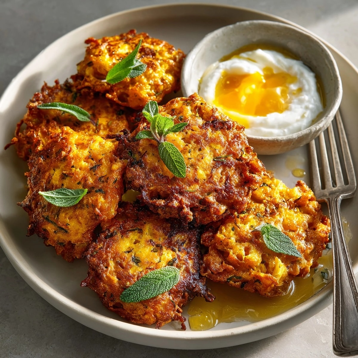 Imagine warm, crispy-edged Sage-Honey Pumpkin Fritters, a delicious bite of autumnal flavors and textures.