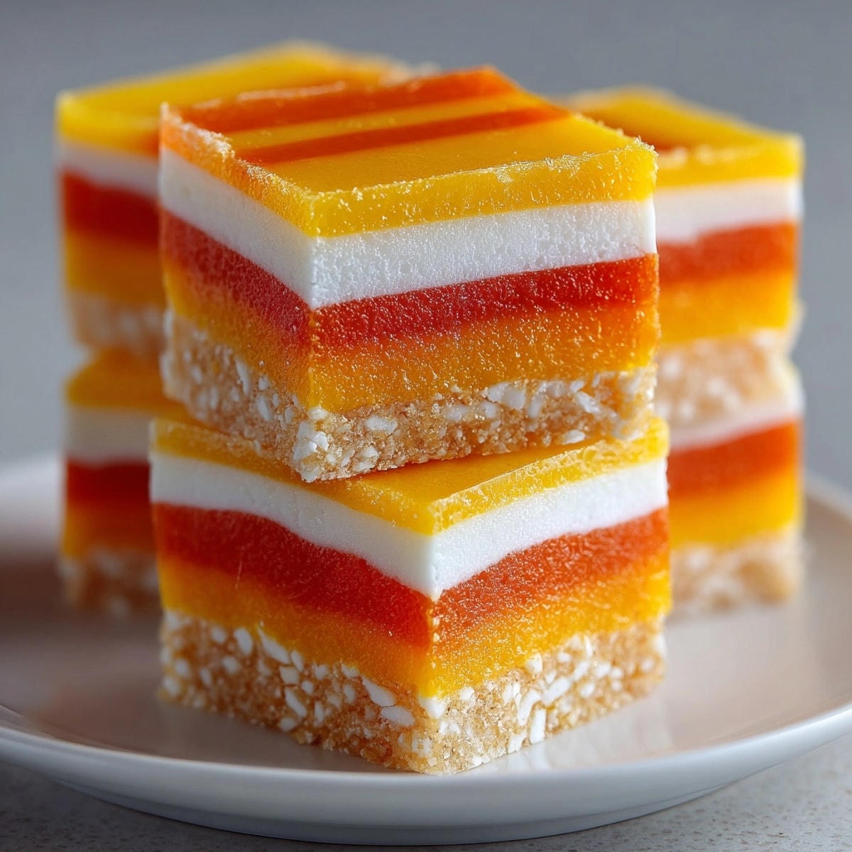 Homemade Candy Corn Fudge Bites, rich and sweet, perfect for autumn dessert grazing boards.