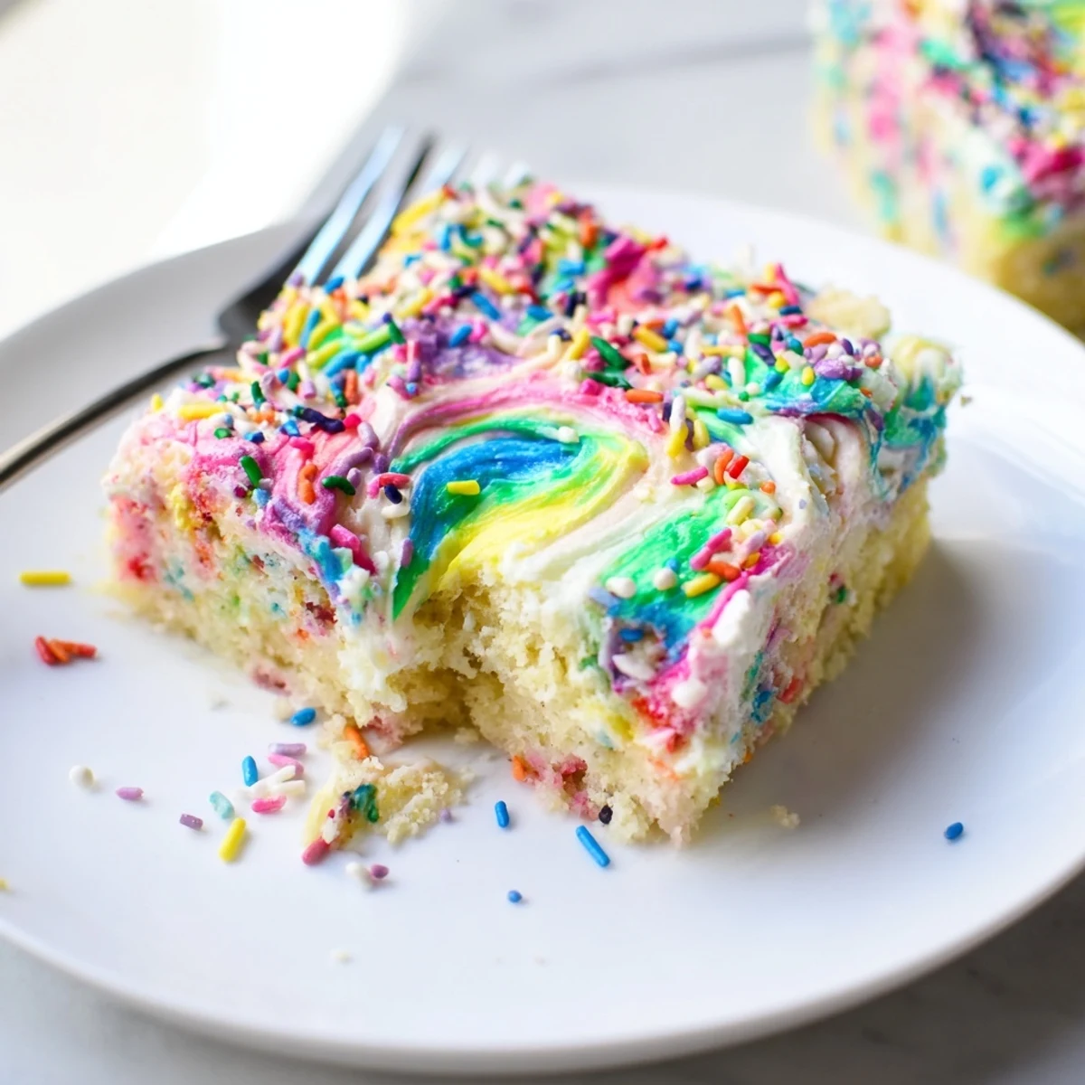 Colorful Not-So-Perfect Birthday Sheet Cake topped with creamy frosting and vibrant sprinkles.  