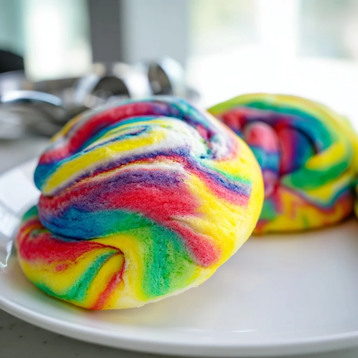 Vibrant rainbow-colored Cloud Bread, a fun and gluten-free treat for gatherings.  