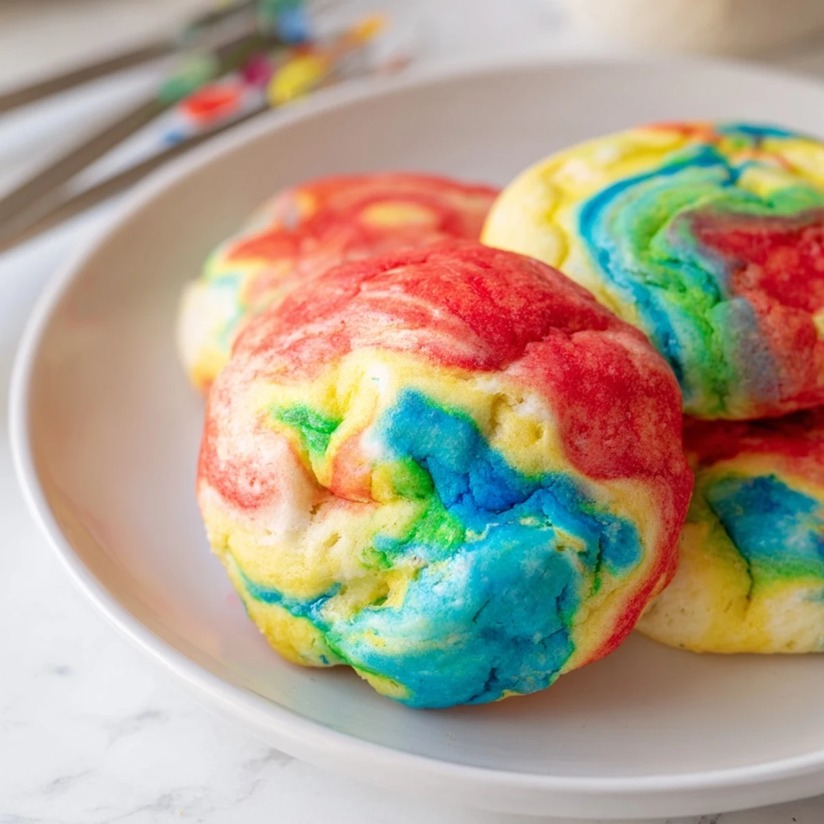 Deliciously airy Cloud Bread Rainbow Version, ideal for snacks or festive occasions.