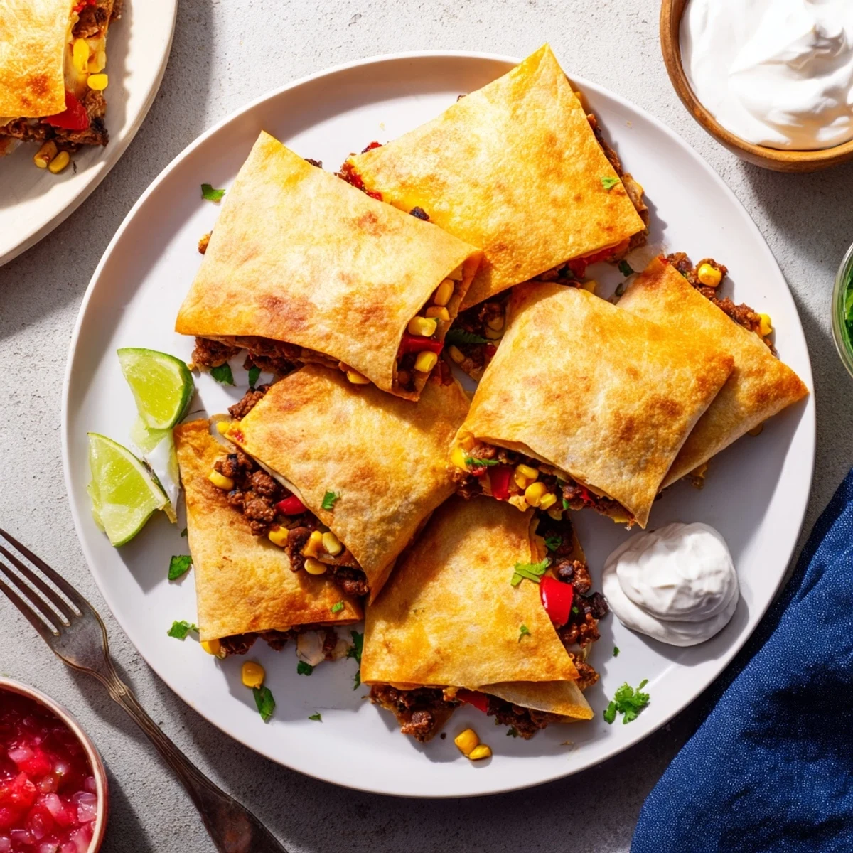 Delicious sheet pan quesadillas with beef and colorful toppings, ideal for quick weeknight meals.