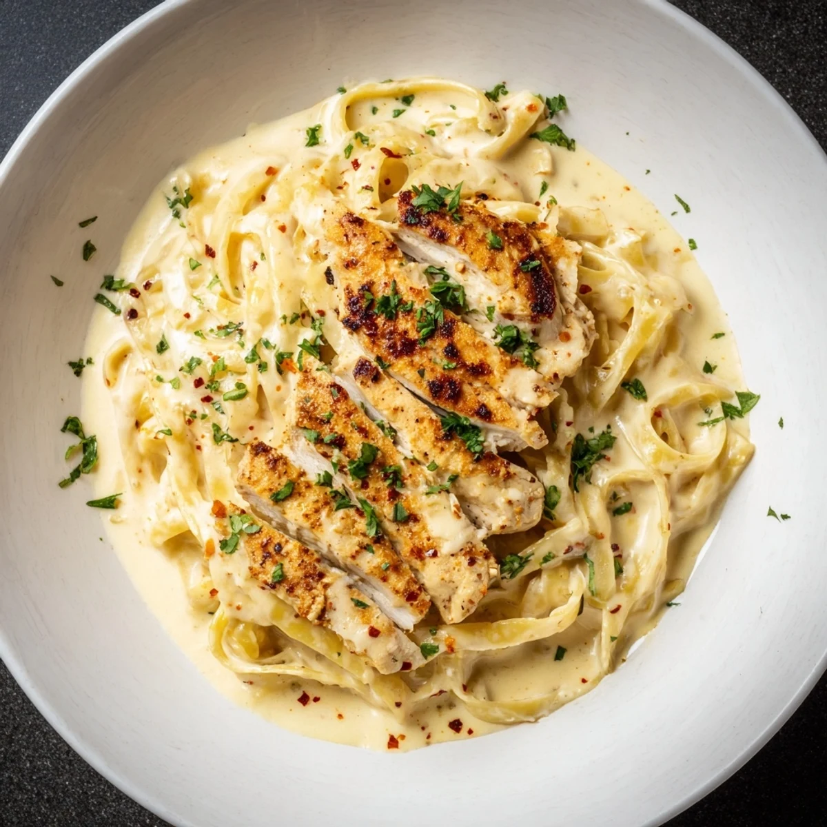 Creamy Spicy Cajun Chicken Alfredo pasta dish with tender chicken, a delightful meal.