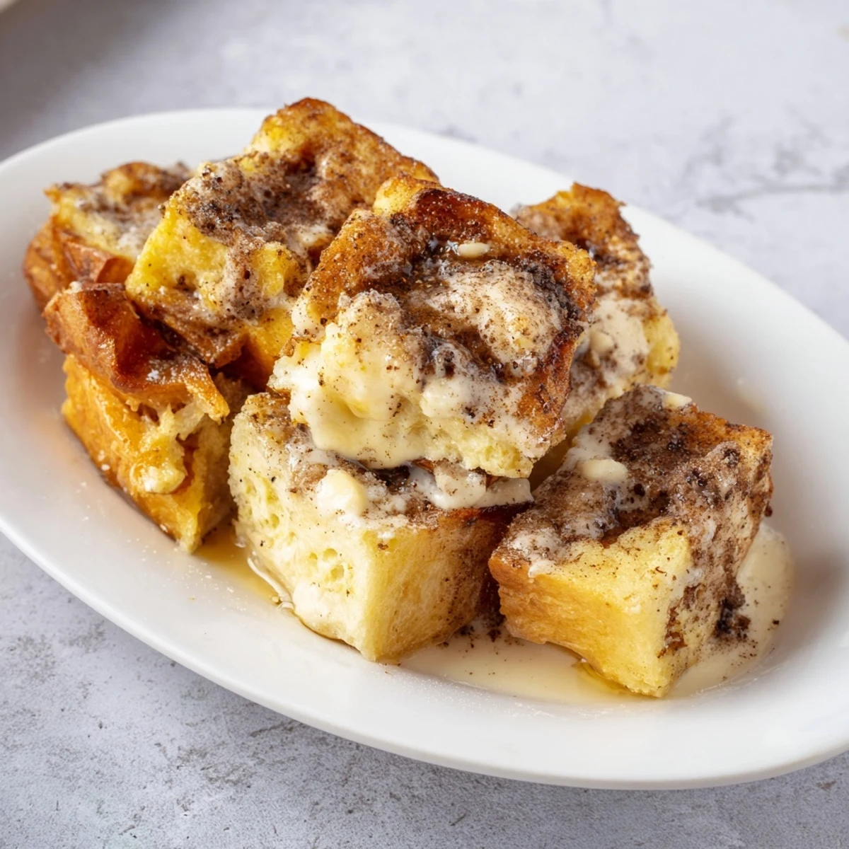 Imagine a bubbling, baked French Toast Bake with hints of vanilla, perfect for a weekend treat.