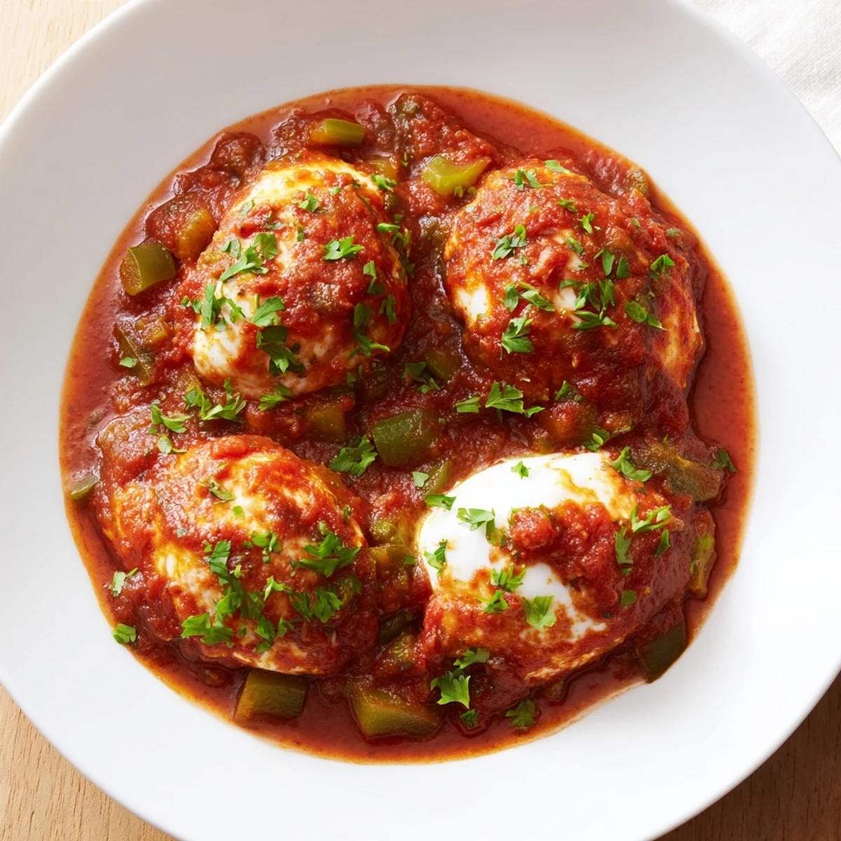 Delicious Shakshuka, a vibrant skillet dish, ready to be served with crusty bread for a flavorful brunch.