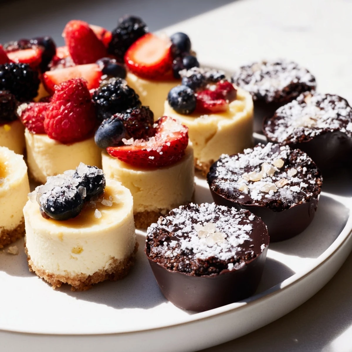 These flavorful Mini Dessert Bites Trio have a delightful assortment of creamy cheesecakes and tarts!