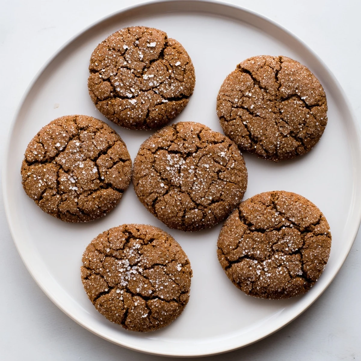 Golden-brown chewy soft molasses cookies with crinkled tops, ready to enjoy alongside a warm drink.