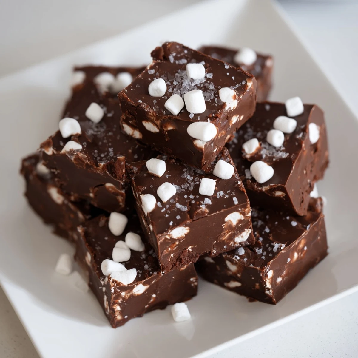 Homemade Easy Marshmallow Fudge, chilling in a pan, promising a delicious chocolatey dessert delight.