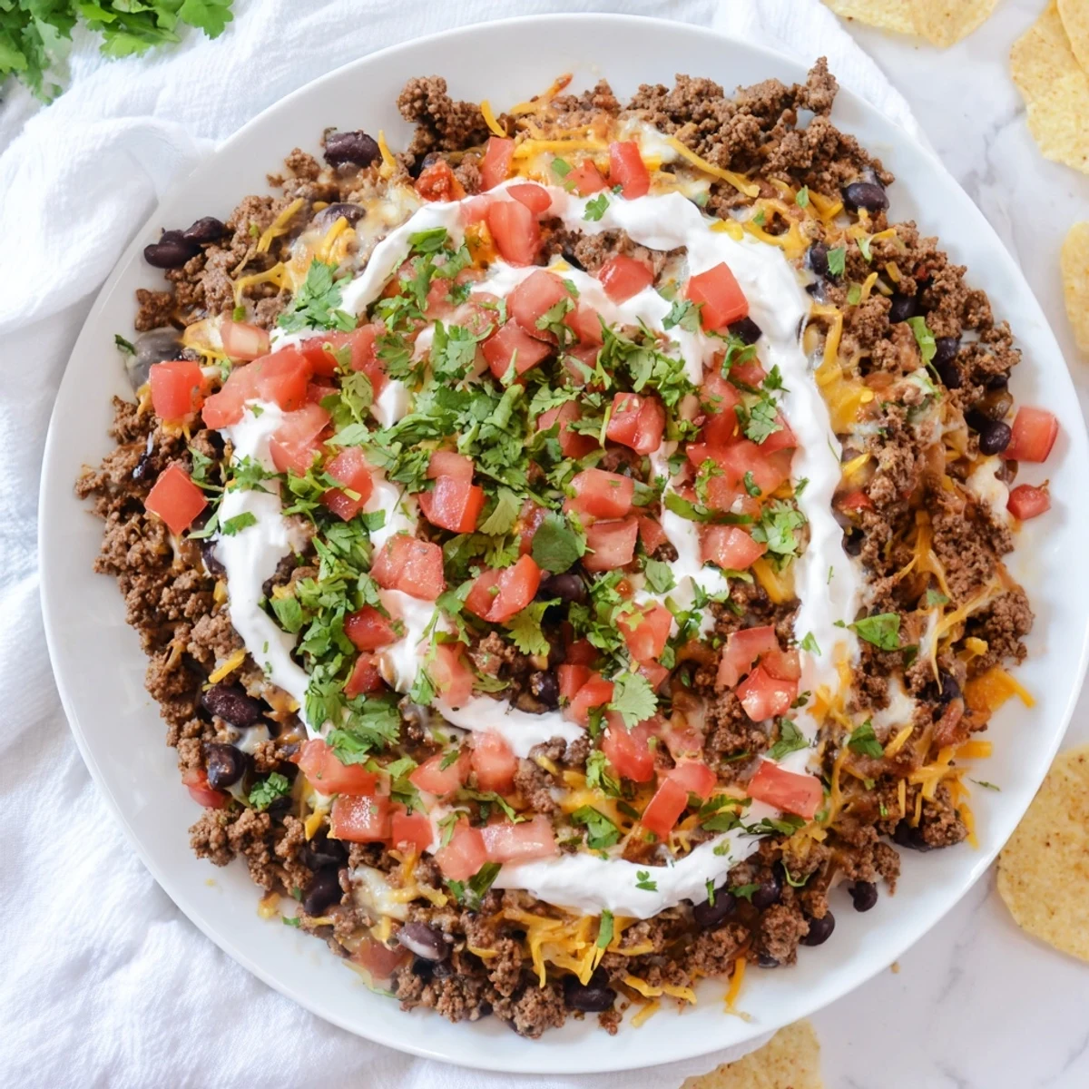 Scoopable, warm Slow Cooker Cream Cheese Taco Dip, perfect for game day or a casual get-together.