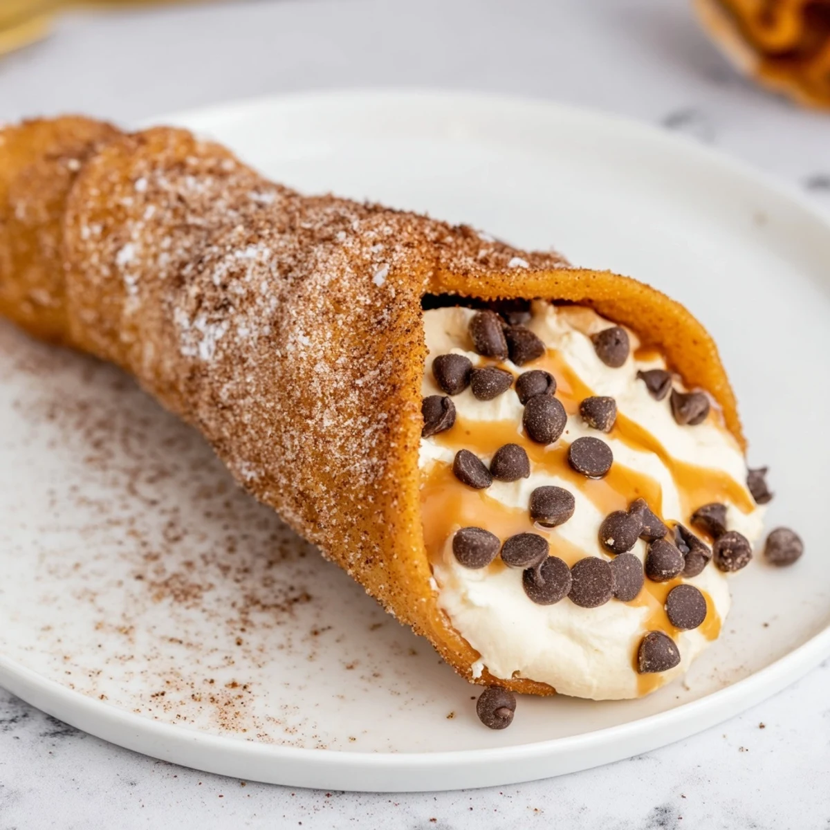 Imagine the amazing contrast of textures as you dig into the sweet Quick Churro Cheesecake Cones dessert.
