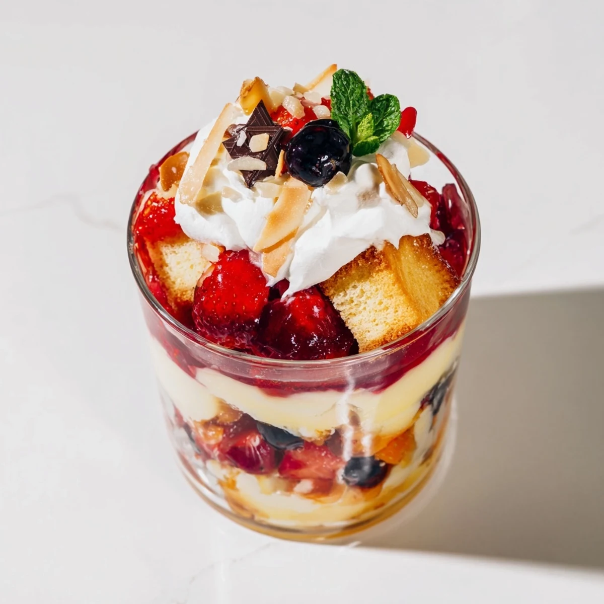 Delicious Simplified Christmas Trifle Cups are a holiday treat, with creamy custard and a delightful berry topping.