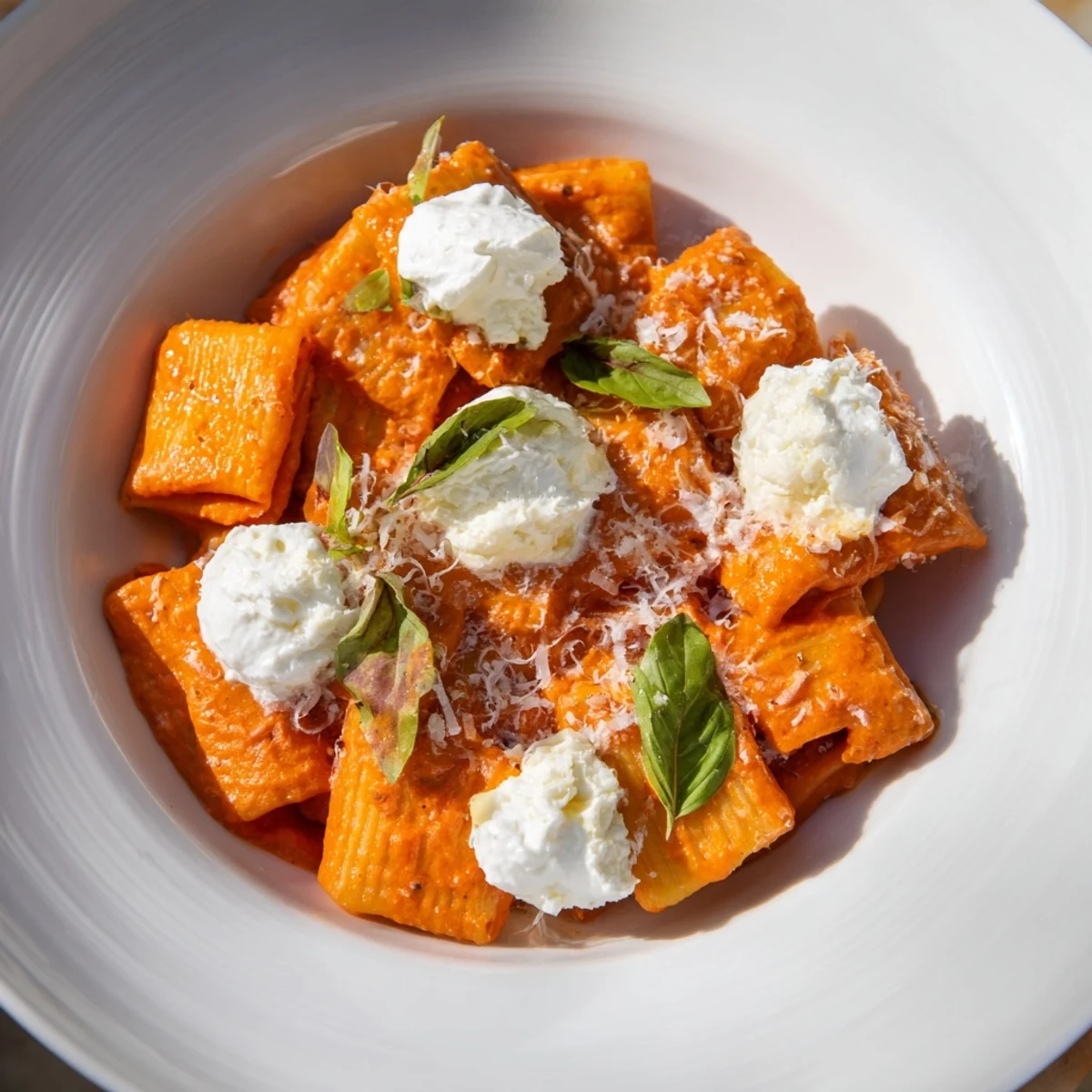 Close-up of creamy, delicious Creamy Roasted Red Pepper Santa Hat Pasta, perfect for a cozy, festive meal.