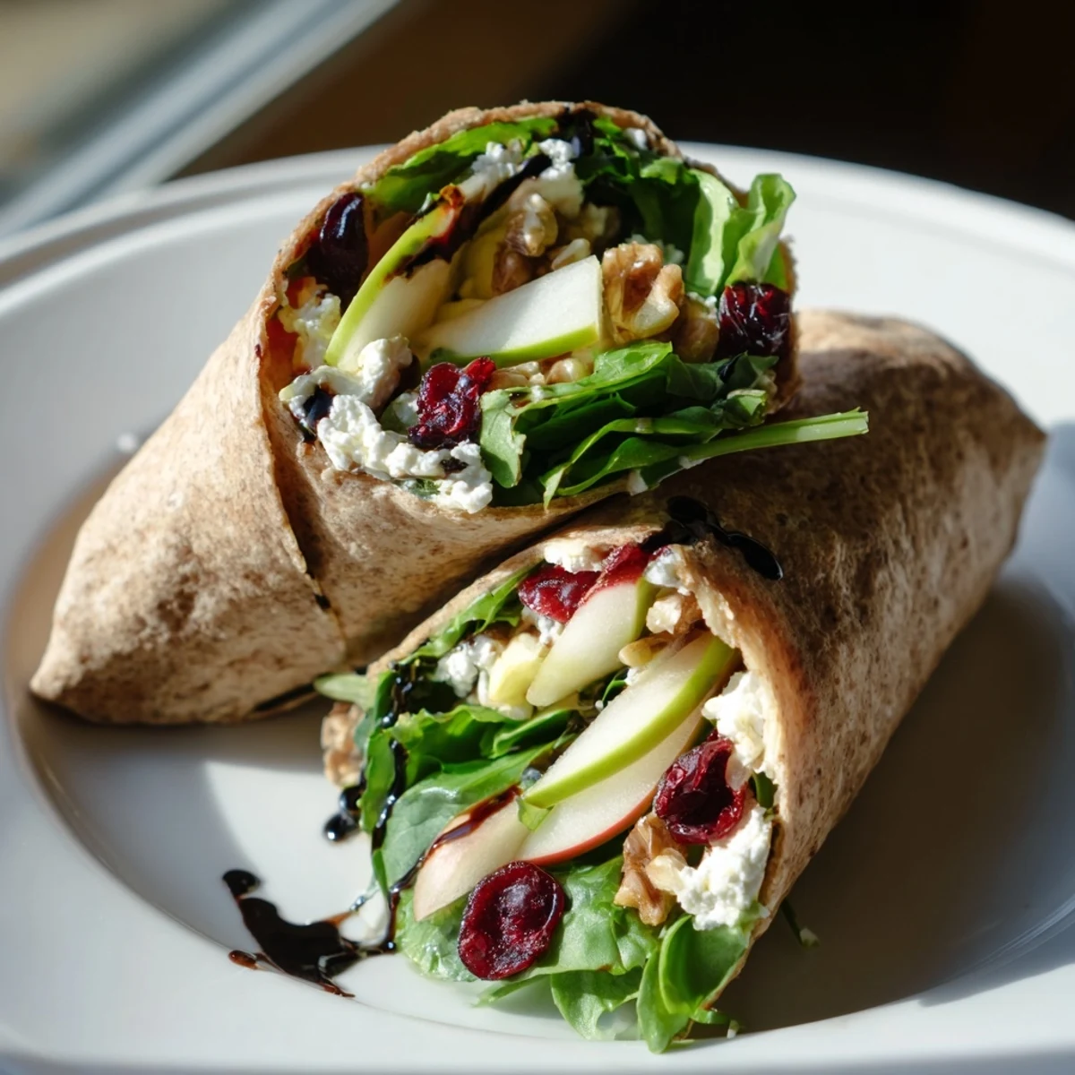 Cranberry Goat Cheese & Walnut Wrap, a vibrant, layered wrap ready to be sliced, perfect for holiday lunch.