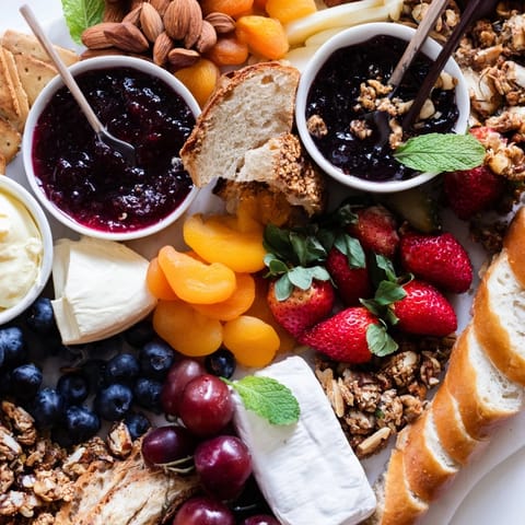 An enticing jam-infused brunch board perfect for sweet and savory gatherings with friends.  