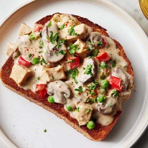 Chicken creamy mushrooms peas