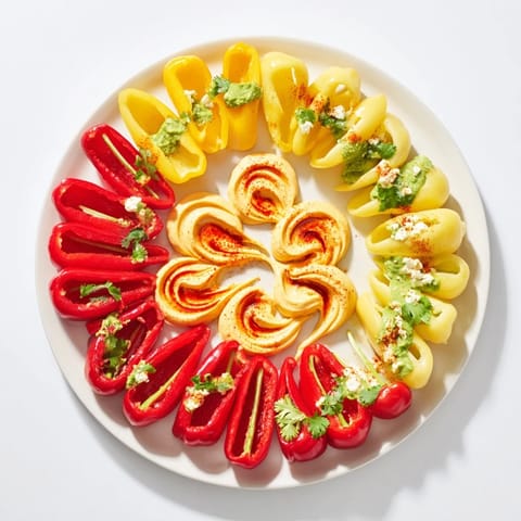 An appetizing Spicy Chili Pepper Fiesta features a beautiful array of peppers, ready to be enjoyed.