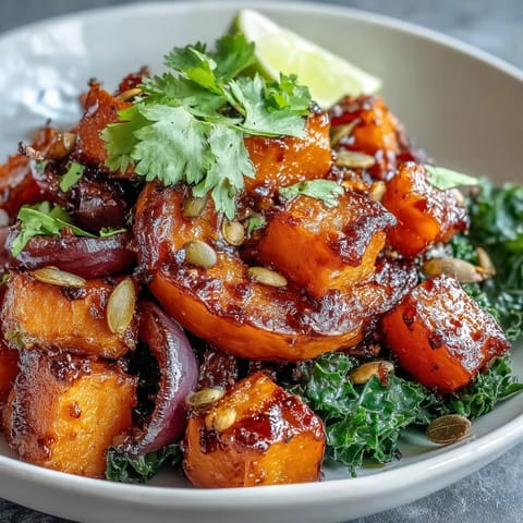 Vibrant Sweet and Spicy Red Kuri Squash Bowl ready for serving.