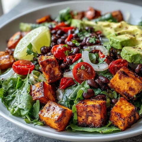 Fresh cilantro and lime wedges garnish this vibrant Sweet Potato and Black Bean Bowl.
