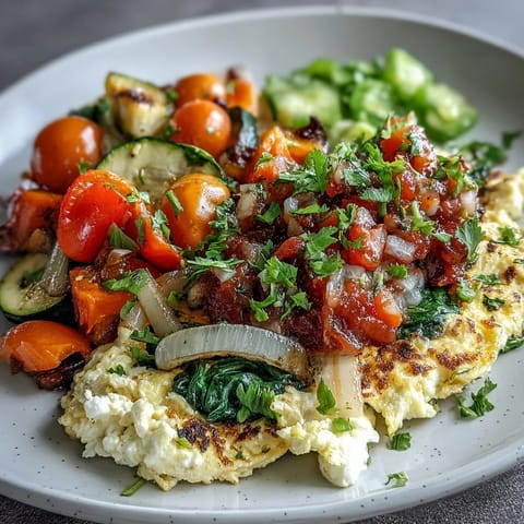 Fluffy Egg White Veggie Scramble with Salsa in a white bowl, topped with fresh cilantro.