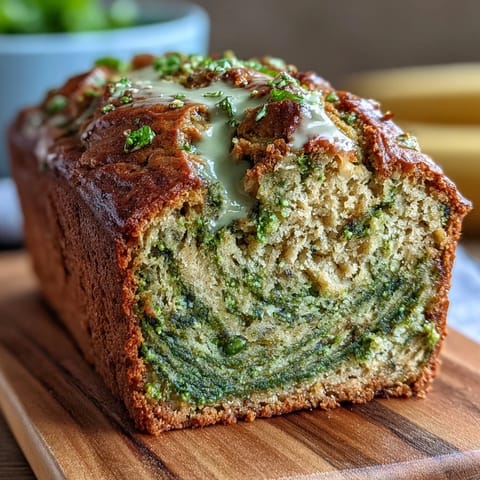 Ripe bananas and earthy matcha create a stunning marbled effect in this soft, tender quick bread with a rich aroma.