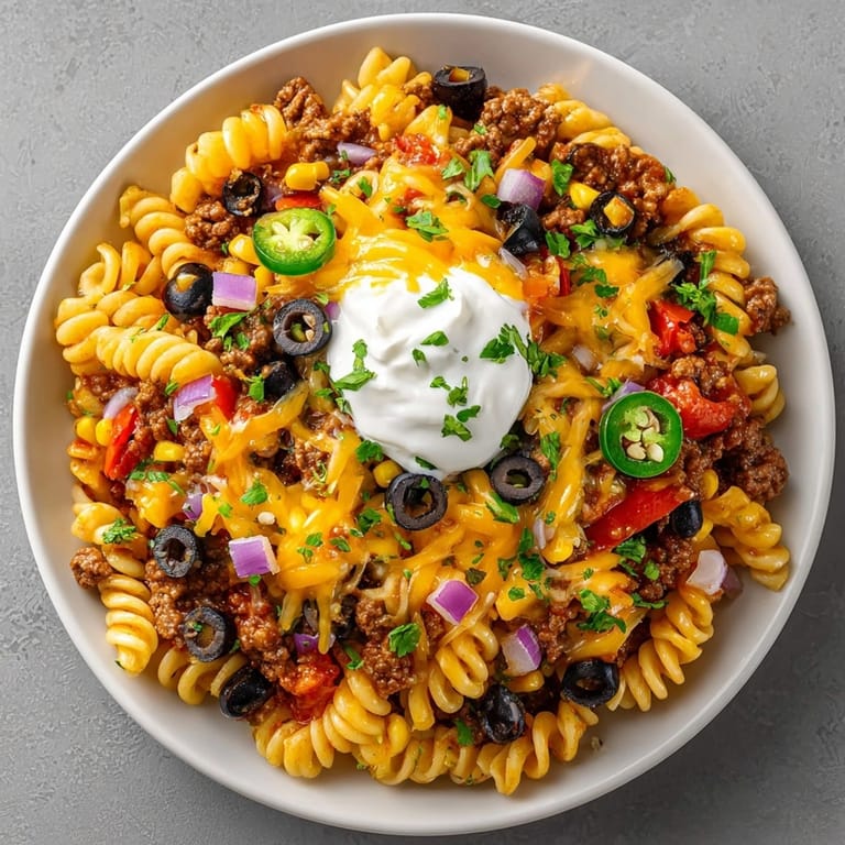 Enjoy a comforting plate of Halloween Taco Pasta, featuring festive pasta shapes and cheesy goodness.