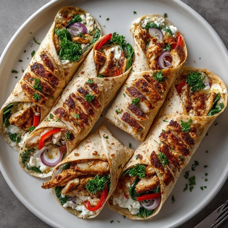 Warm and flavorful Comfort Food Chicken Alfredo Wraps: tender chicken and a rich Alfredo sauce swirl.