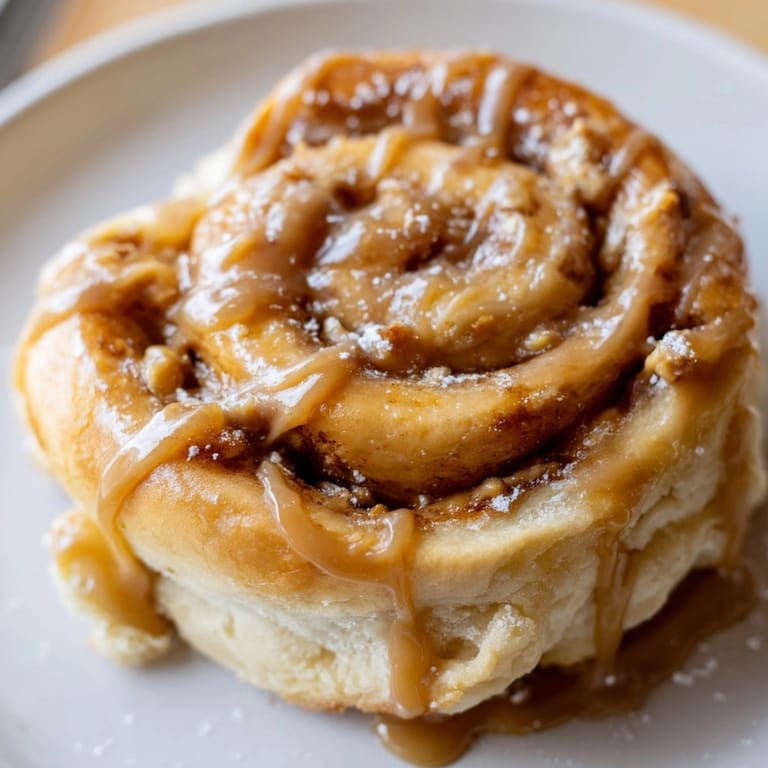 Homemade Peanut Butter Maple Breakfast Rolls, warm from the oven, with a glistening maple glaze.