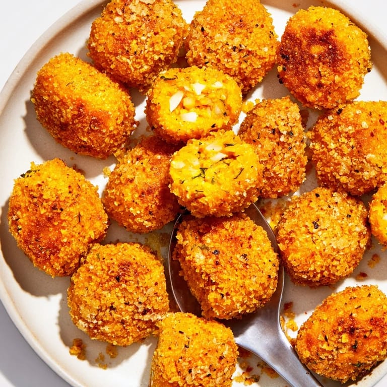 Warm, spiced pumpkin nuggets on a platter, a delightful party appetizer to enjoy.
