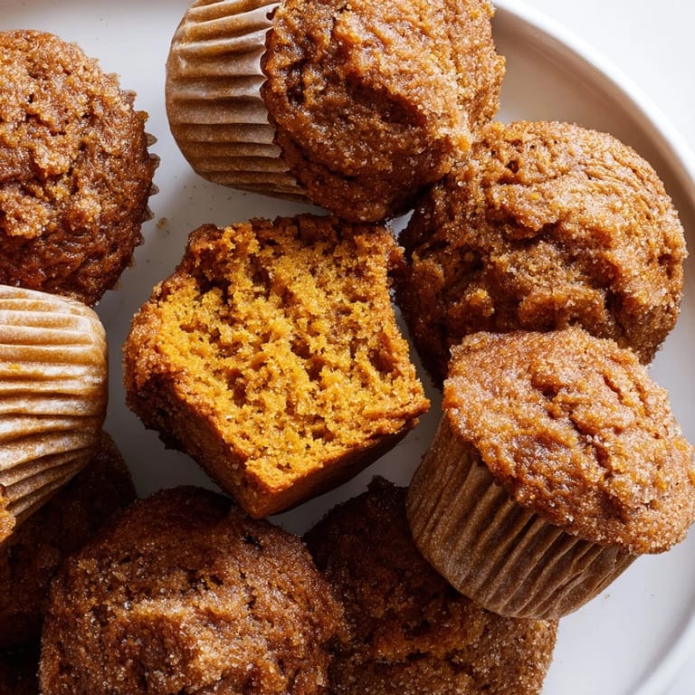 Warmly spiced pumpkin muffins infused with gingerbread flavors, perfect for cozy mornings.  