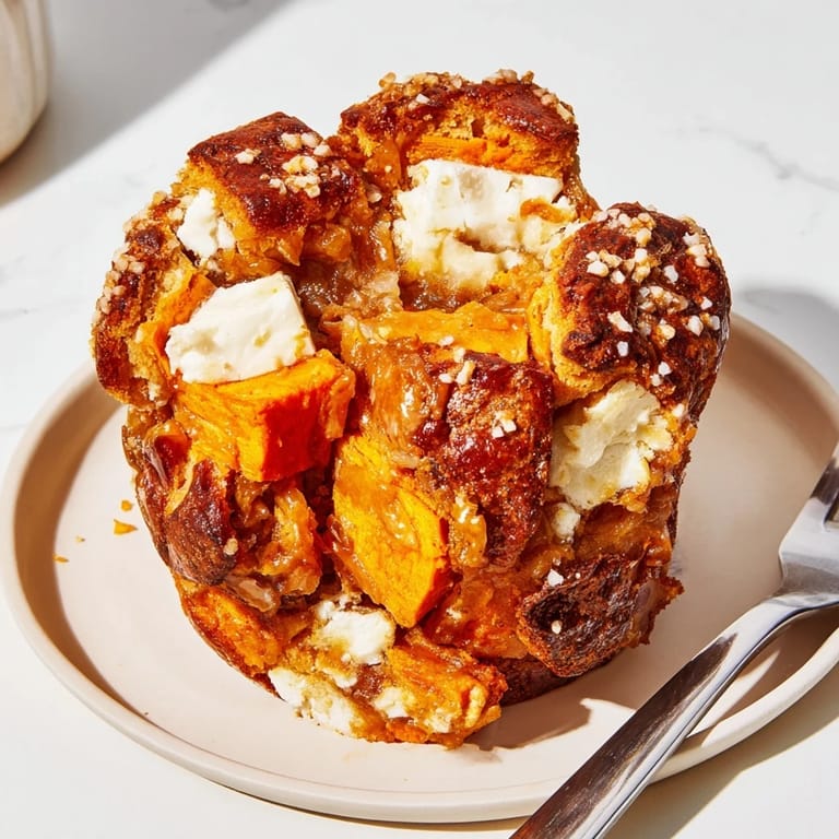 Savory muffins with roasted sweet potato and sharp cheddar, perfect for brunch.  