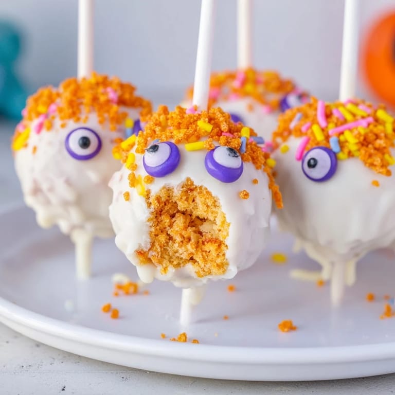 Whimsical Flamin Hot Sweet Tea Monster Cake Pops, perfect for parties with a spicy twist.