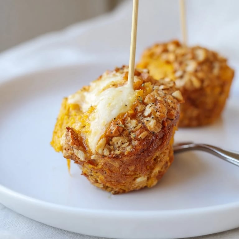 Deliciously fun Cheesy Pretzel Chai Pumpkin Muffin Pops topped with crunchy pretzel bits.