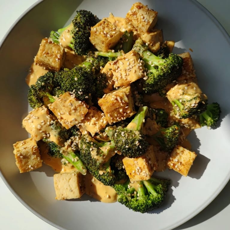 Vibrant cheesy Cheesy Baked Tofu and Broccoli, a vegetarian delight ready to enjoy!