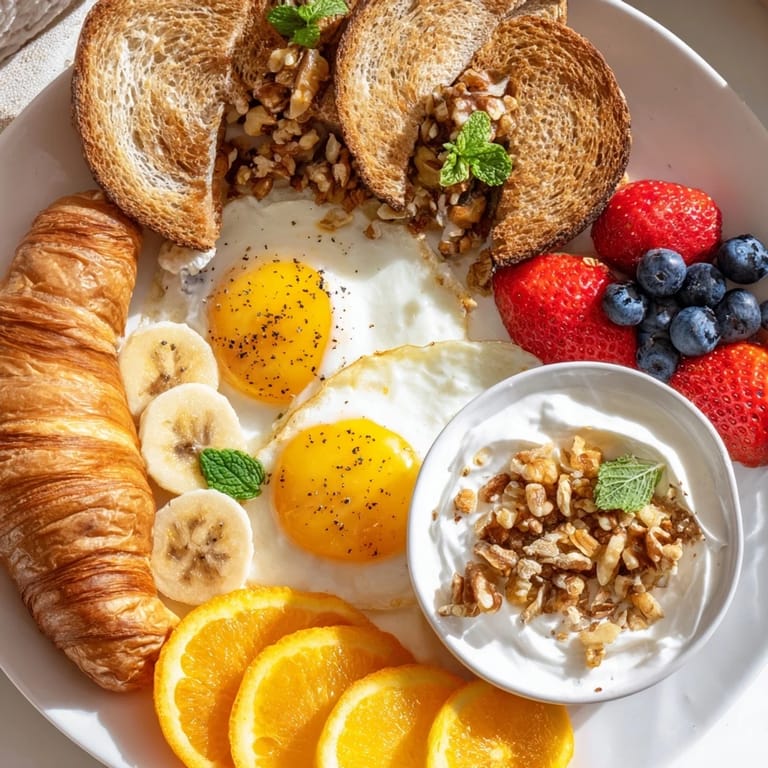 Enjoy this delicious Soleil Matinal breakfast platter, a vibrant array of flavors for a delightful morning meal.