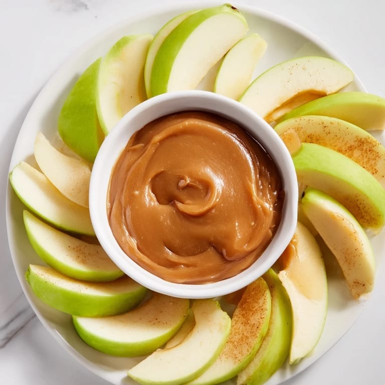 Sweet, homemade Apple Slices with Caramel Dip featuring a luscious, inviting, rich caramel sauce.