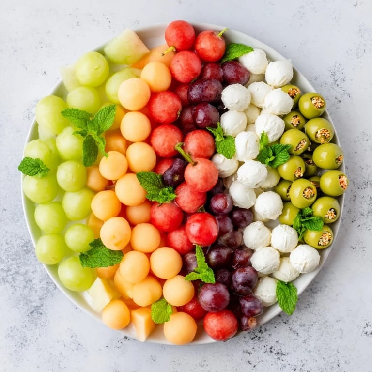 This visually appealing Polka Dot Platter presents a delightful array of spherical appetizers, ready to enjoy.
