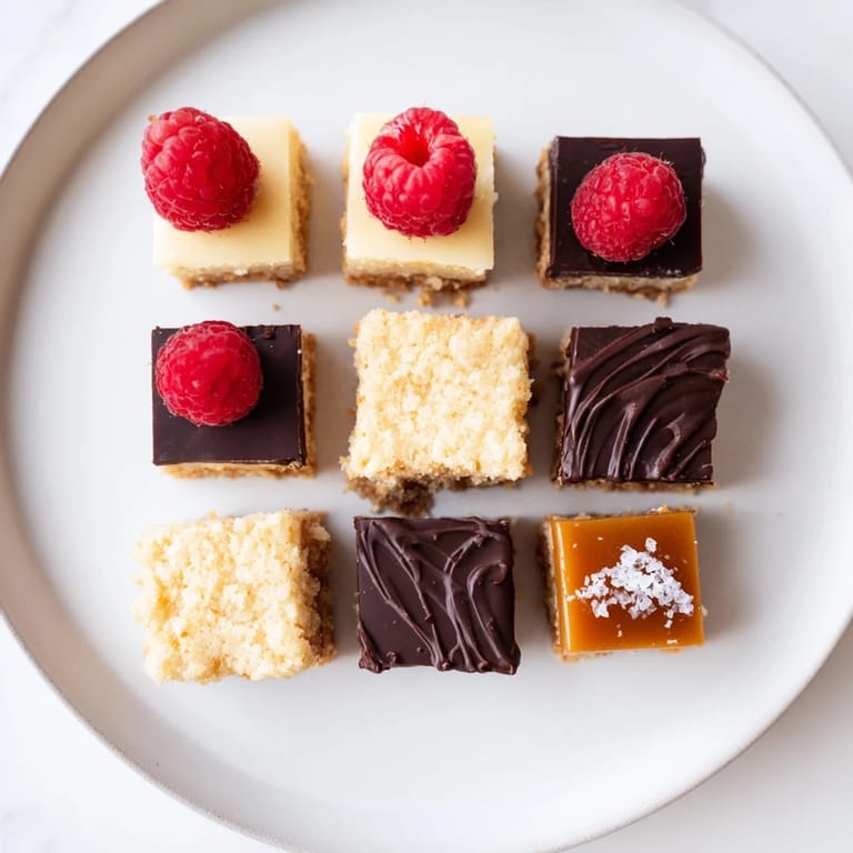 This image shows a beautifully arranged checkerboard terrace, featuring caramel and chocolate fillings.