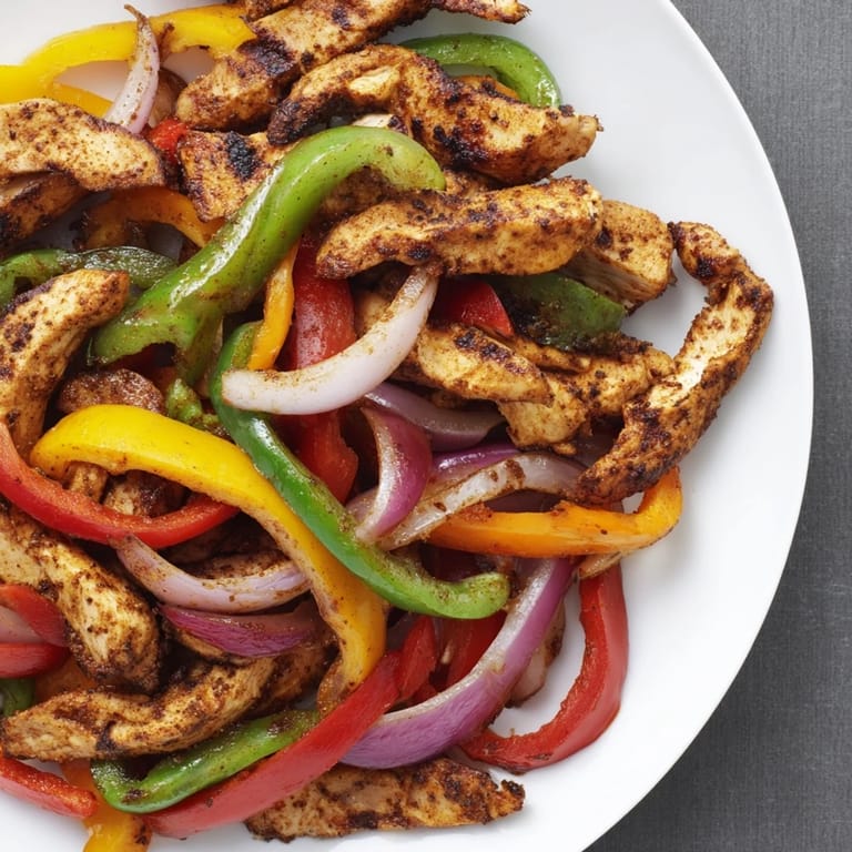 Golden-brown Sheet-Pan Chicken Fajitas, fragrant from the oven and ready for your tortillas.