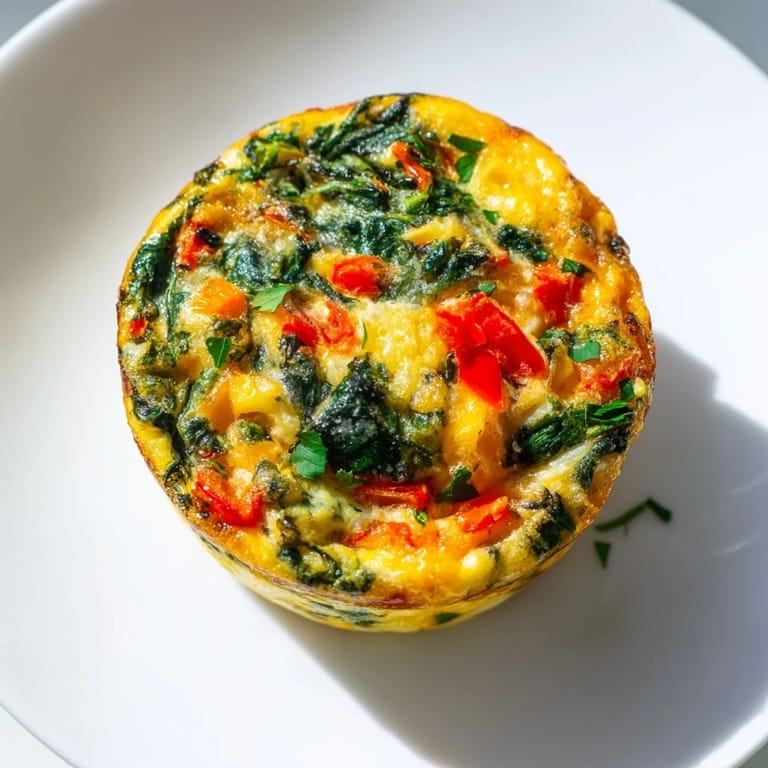 A plate of warm Mini Crustless Quiches with visible spinach and cheese, perfect for brunch.