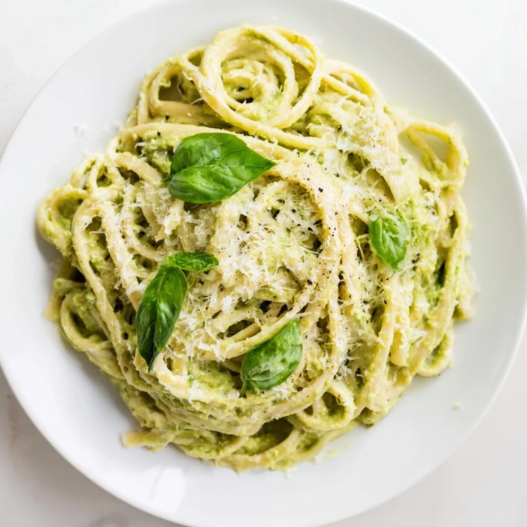 Picture the finished Creamy Avocado Pasta dish, served with extra cheese, and fresh ingredients.