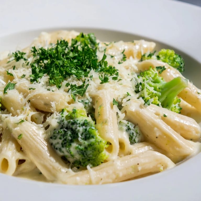 Golden, cheesy cream cheese garlic pasta, a comforting vegetarian recipe, ready for dinner.