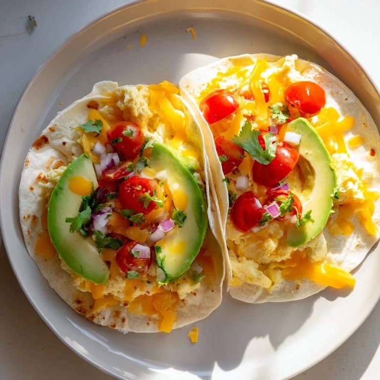 Golden sheet pan of Sheet Pan Breakfast Tacos with savory eggs and colorful vegetables.