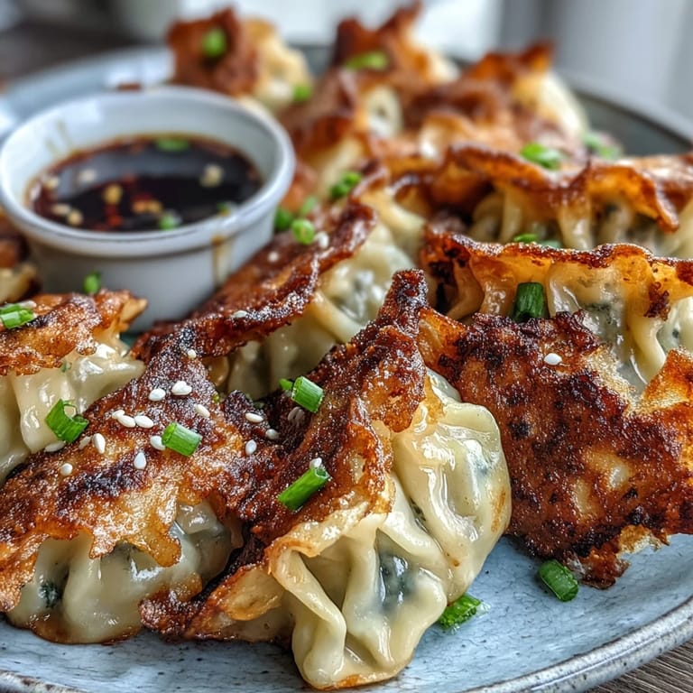 Tender Smashed Gyozas, perfectly browned and steaming hot, piled high.