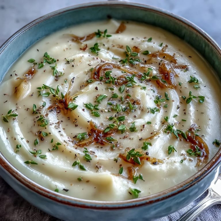 Wholesome potato leek soup, velvety smooth with fresh herbs and optional bacon.