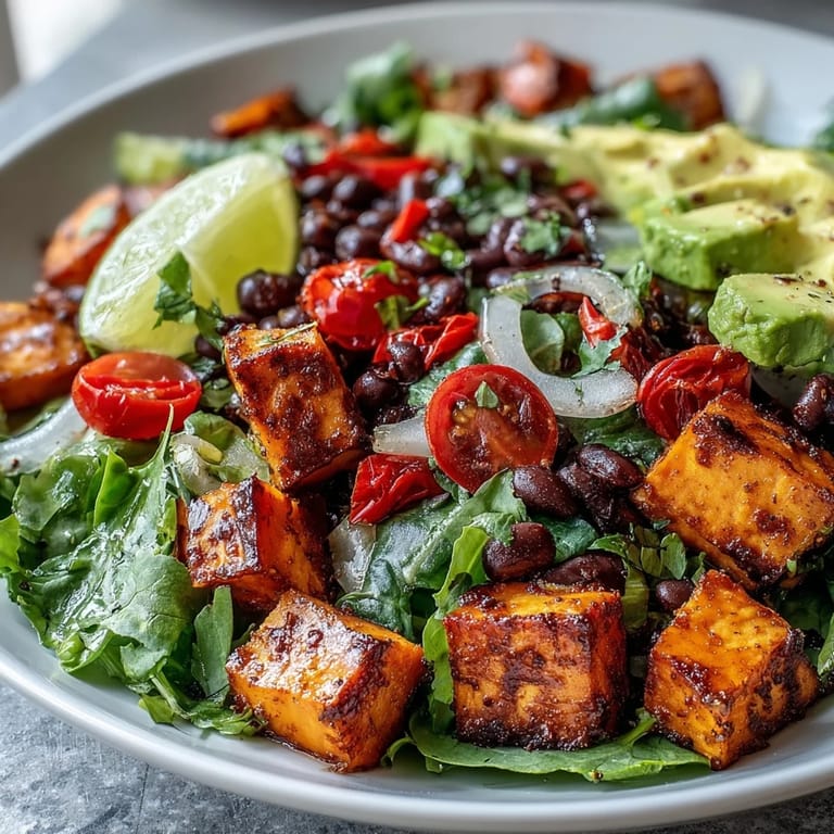Fresh cilantro and lime wedges garnish this vibrant Sweet Potato and Black Bean Bowl.