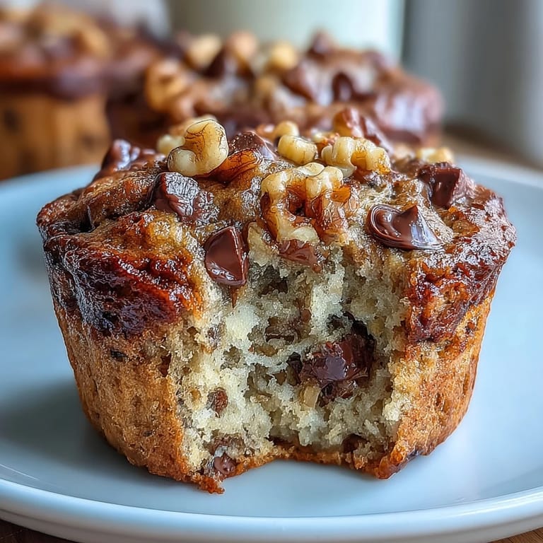 Moist and fluffy high-protein banana bread muffins packed with walnuts, ideal for a nutritious breakfast or snack.