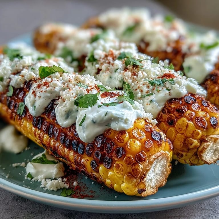 Elote-Inspired Microwave Corn with Cotija: tender corn slathered in tangy lime-mayo sauce, dusted with chili, and topped with crumbled Cotija cheese.