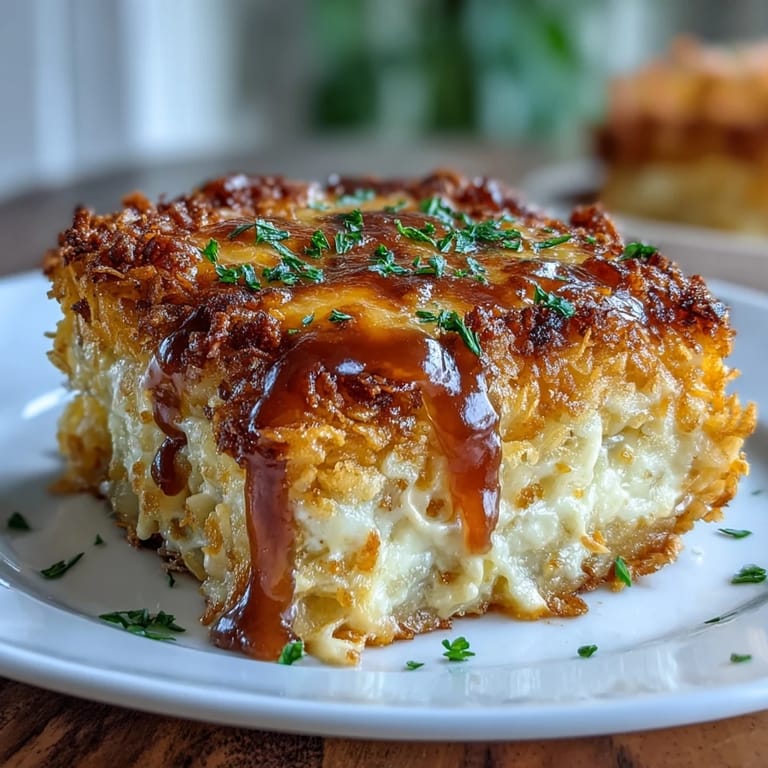Creamy and comforting hash brown casserole loaded with sharp cheddar, sour cream, and buttery potatoes, served hot from the oven.