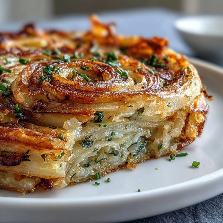 Flaky Spring Onion Pancakes with a crunchy golden crust, tender scallion-filled interior, and savory aroma rising from the skillet.