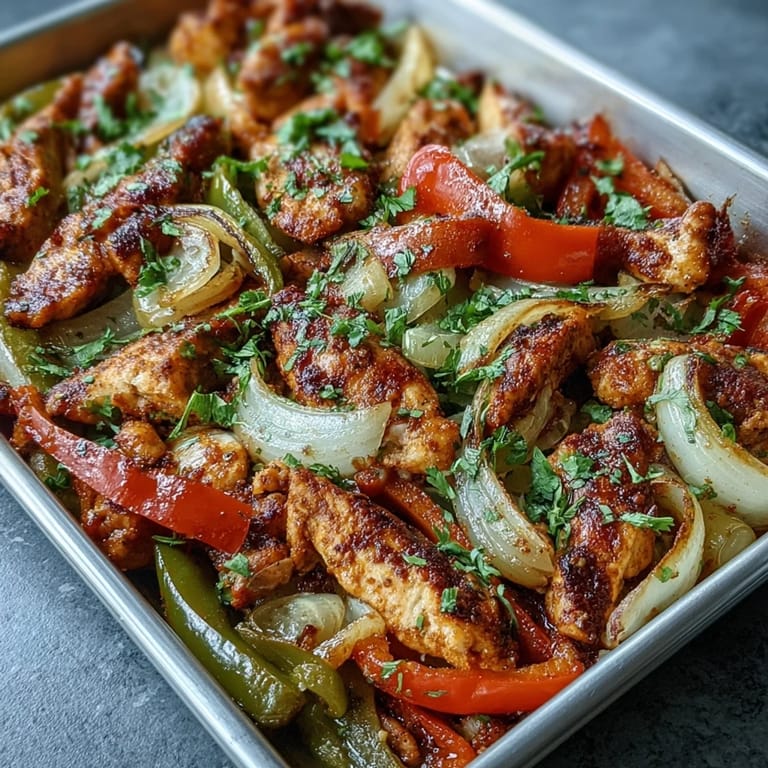 Juicy chicken fajitas on a busy weeknight, served hot with tortillas.